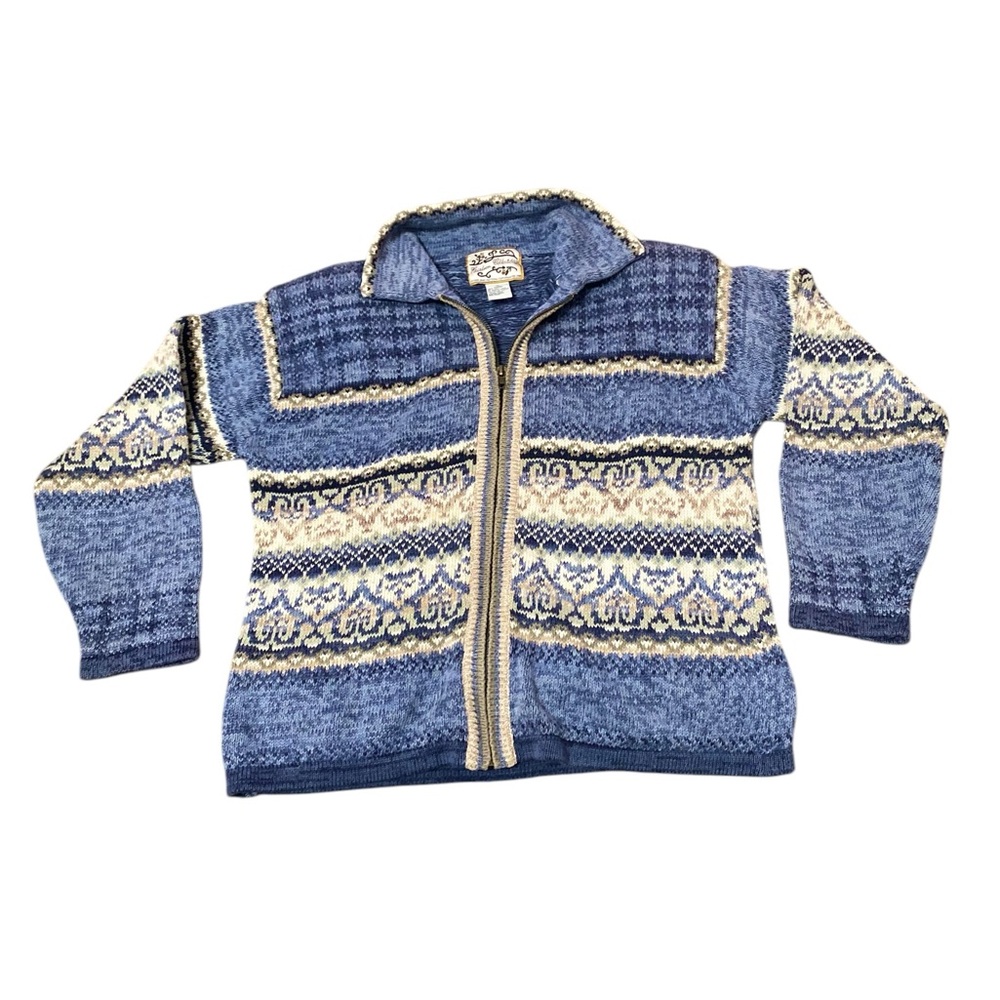 SOLD
Heirloom Collectible 
Vtg Fair Isle Cotton blend Cardigan Sweater sz M